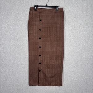 Zora Skirt XL Plaid Maxi Stretch Pencil Secretary Academia Neutral 50s 60s 70s